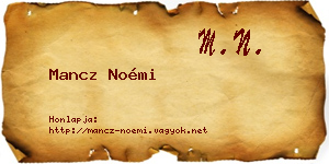 Mancz Noémi névjegykártya